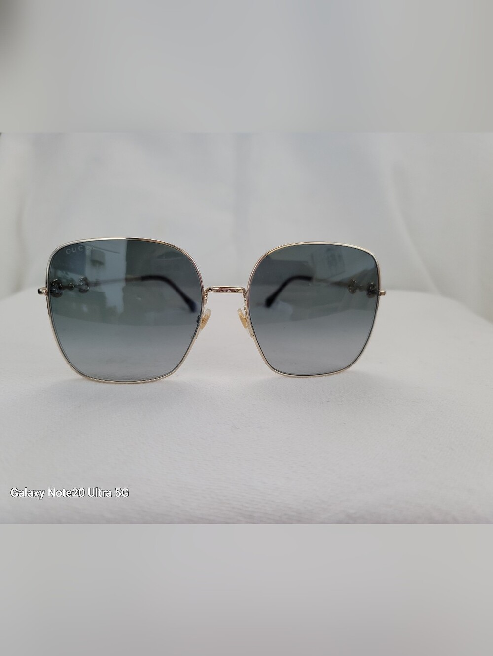 Gucci Gold Frame Sunglasses with Gradient Dark Gray Lenses